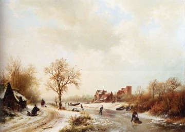 ブルック川の流れ Painting - 冬の風景 オランダ Barend Cornelis Koekkoek 風景ストリーム